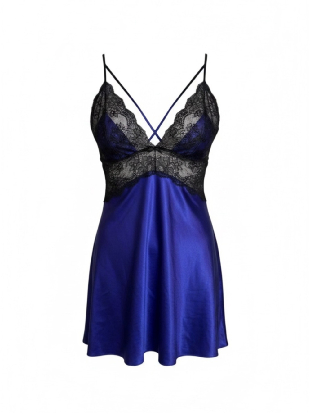 Victoria's Secret Purple Satin Chemise with Black Lace Trim